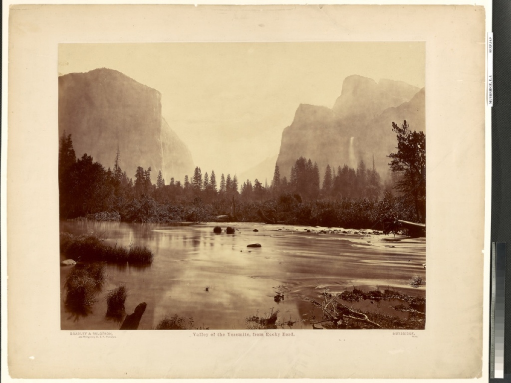 Eadweard J. Muybridge (American, born England, 1830 - 1904) Valley of the Yosemite, from Rocky Ford, 1872, Albumen silver print 42.9 x 54.5 cm (16 7/8 x 21 7/16 in.) The J. Paul Getty Museum, Los Angeles