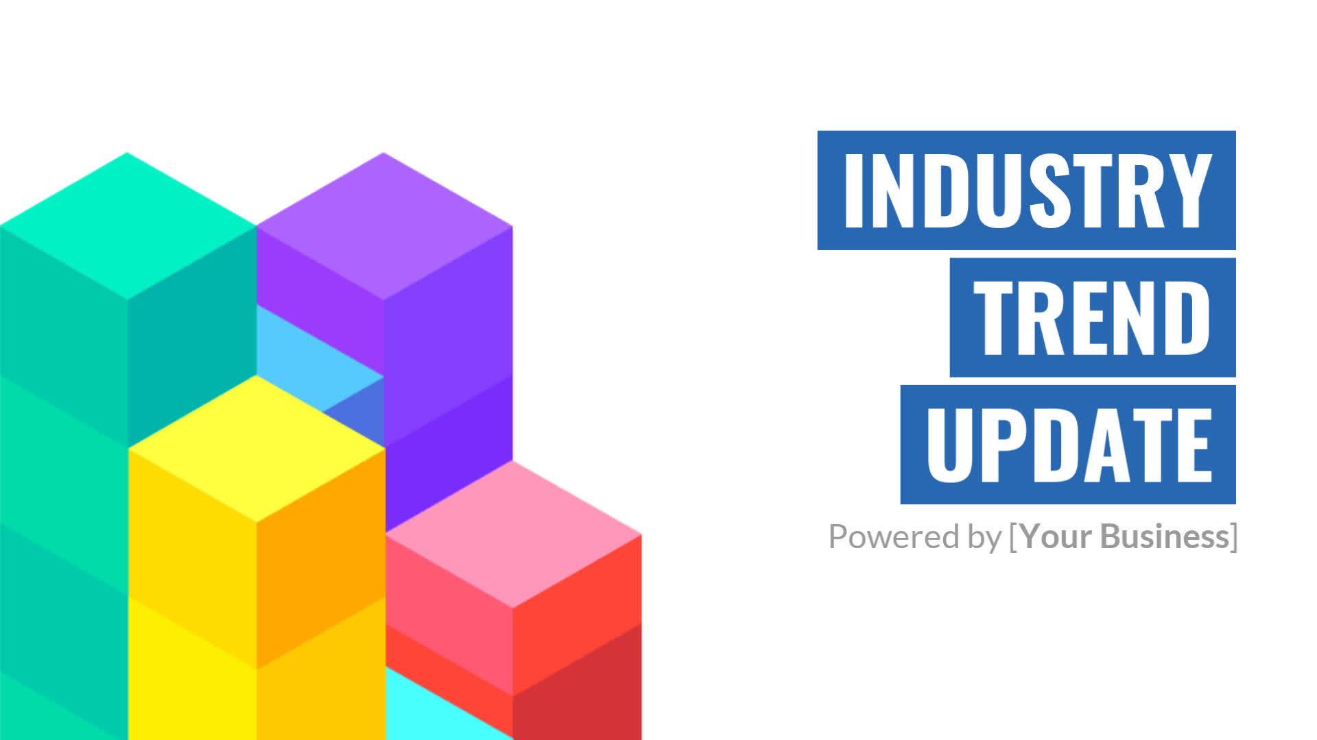 Colorful bar graph with text overlay highlighting an "industry trend update" powered by [your business].